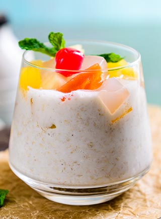 Overnight Coconut Milk Oats with Fruit Cocktail